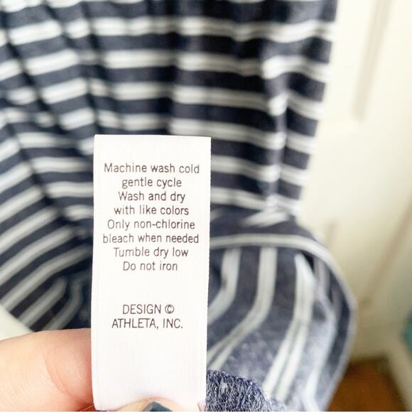 Athleta Striped Linen Blend Vida Sleeveless Dress Navy White Classic Size XS - Picture 11 of 12